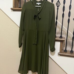 Shabby Apple Forest Green Long Sleeve Dress